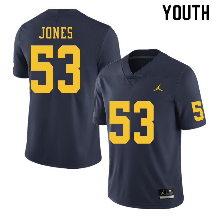 Youth #53 Trente Jones Michigan Wolverines College Football Jerseys Sale-Navy